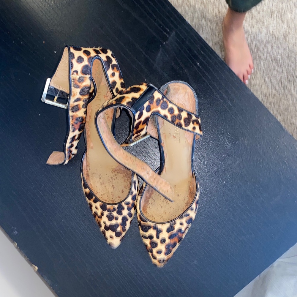 Well worn Nine West high heels